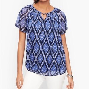 Talbots Blue and White Patterned Blouse